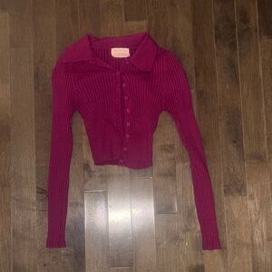 Urban Outfitters Pink Ribbed Cardigan